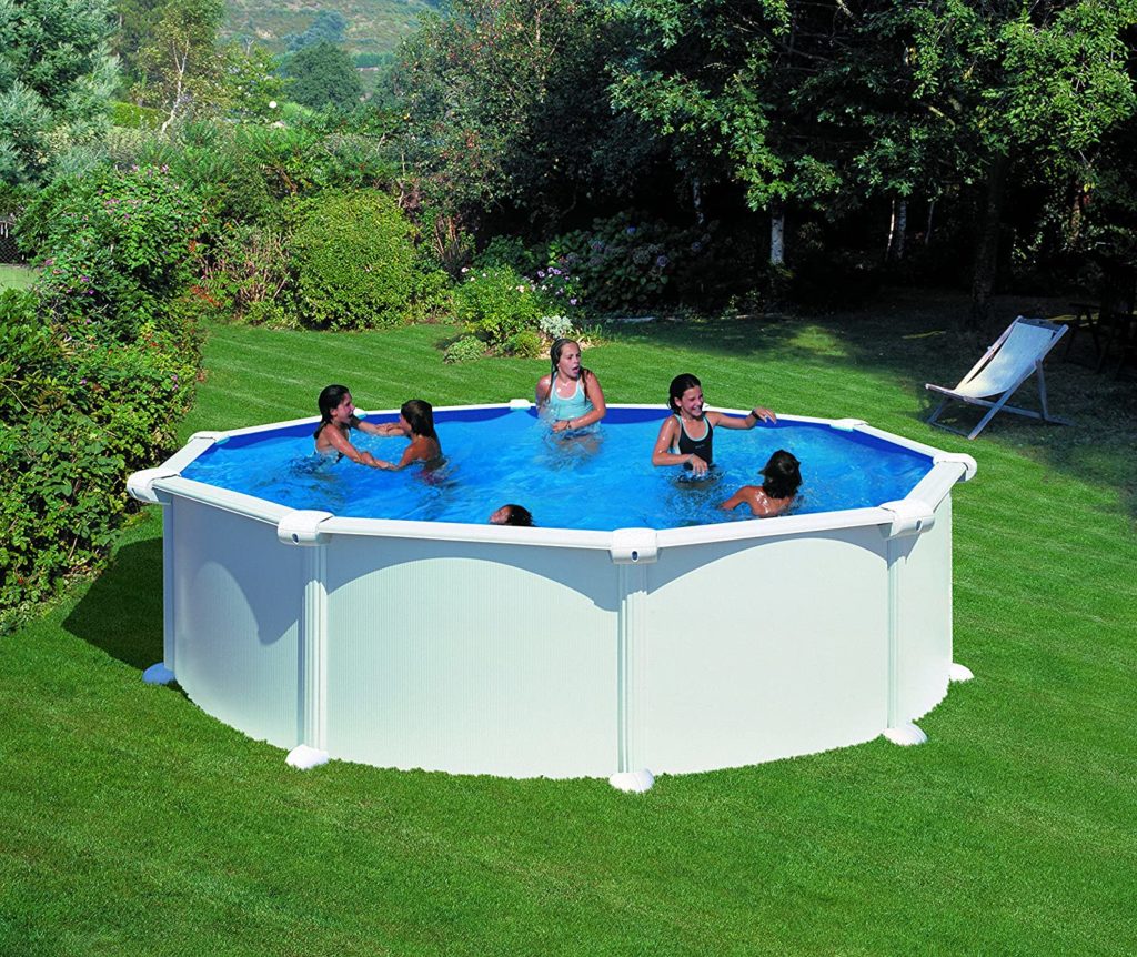 Piscina desmontable de acero imitación acero blanco